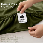 Hotel Quality Fitted Sheet - 1 Piece Fitted Sheet  -Breathable Bedding - Wrinkle, Fade, Stain Resistant- 16inch/40cm Deep Pocket Fitted Bed Sheet-Wrinkle and Fade Resistant,(Olive green,King)