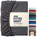 Hotel Quality Fitted Sheet - 1 Piece Fitted Sheet  -Breathable Bedding - Wrinkle, Fade, Stain Resistant- 16inch/40cm Deep Pocket Fitted Bed Sheet-Wrinkle and Fade Resistant,(Dark gray,King)
