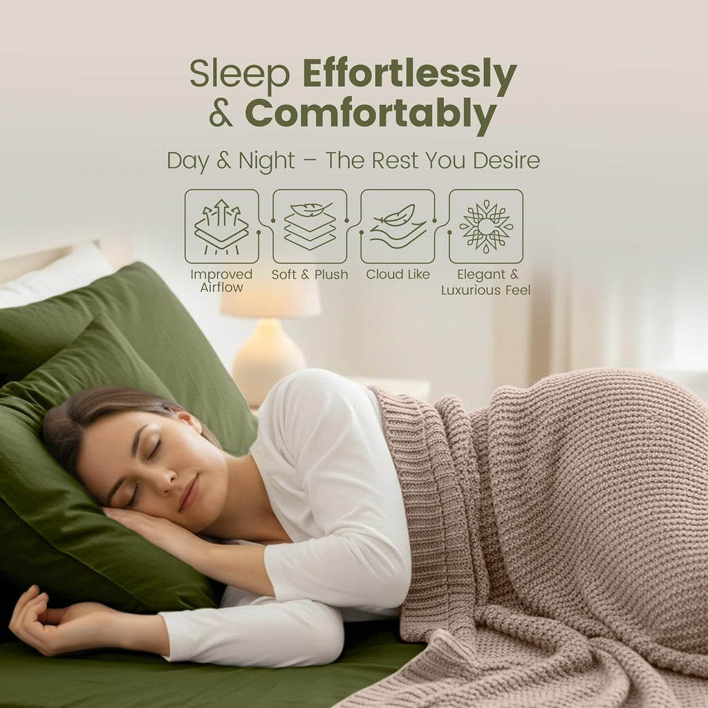 Hotel Quality Fitted Sheet - 1 Piece Fitted Sheet  -Breathable Bedding - Wrinkle, Fade, Stain Resistant- 16inch/40cm Deep Pocket Fitted Bed Sheet-Wrinkle and Fade Resistant,(Olive green,King Single)