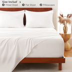 Hotel Soft Bed Sheet Set- Bedding Sheets & Pillowcases -Breathable Bedding - Wrinkle, Fade, Stain Resistant-Deep Pocket Flat Fitted Bed Sheet Set(White,Queen)