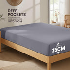 Hotel Quality Fitted Sheet - 1 Piece Fitted Sheet  -Breathable Bedding - Wrinkle, Fade, Stain Resistant- 16inch/40cm Deep Pocket Fitted Bed Sheet-Wrinkle and Fade Resistant,(Grey,Queen)
