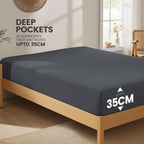 Hotel Quality Fitted Sheet - 1 Piece Fitted Sheet  -Breathable Bedding - Wrinkle, Fade, Stain Resistant- 16inch/40cm Deep Pocket Fitted Bed Sheet-Wrinkle and Fade Resistant,(Dark gray,Queen)