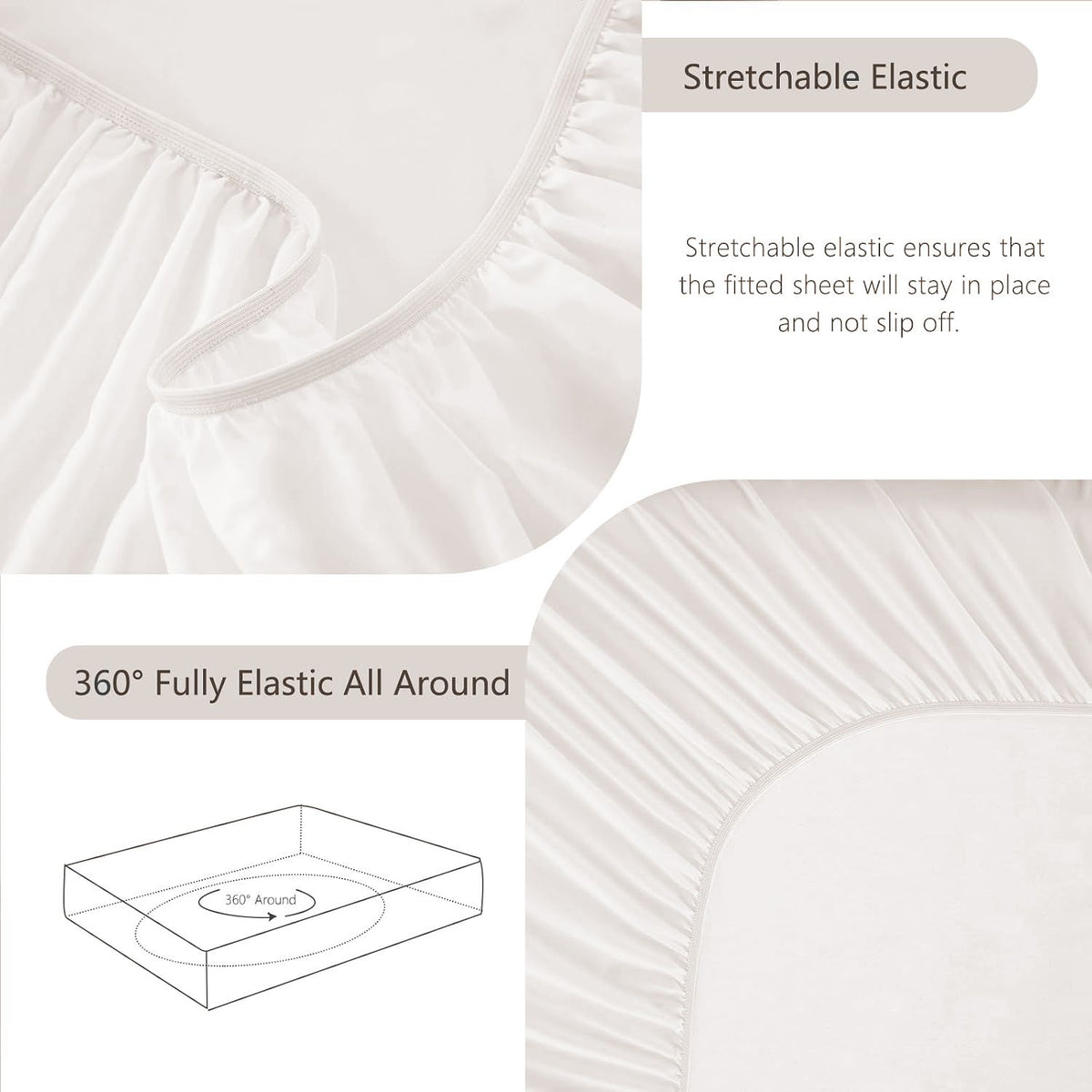 Hotel Soft Bed Sheet Set- Bedding Sheets & Pillowcases -Breathable Bedding - Wrinkle, Fade, Stain Resistant-Deep Pocket Flat Fitted Bed Sheet Set(White,Single)