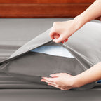Hotel Soft Bed Sheet Set- Bedding Sheets & Pillowcases -Breathable Bedding - Wrinkle, Fade, Stain Resistant-Deep Pocket Flat Fitted Bed Sheet Set(Grey,Single)