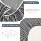 Hotel Soft Bed Sheet Set- Bedding Sheets & Pillowcases -Breathable Bedding - Wrinkle, Fade, Stain Resistant-Deep Pocket Flat Fitted Bed Sheet Set(Grey,Single)