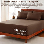 Hotel Soft Bed Sheet Set- Bedding Sheets & Pillowcases -Breathable Bedding - Wrinkle, Fade, Stain Resistant-Deep Pocket Flat Fitted Bed Sheet Set(Chocolate,Single)