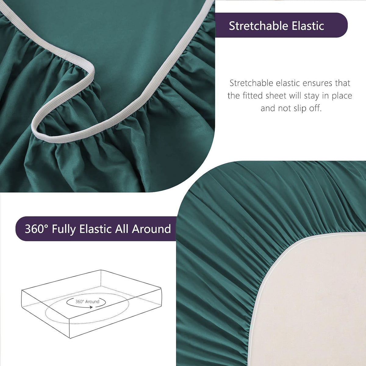 Hotel Soft Bed Sheet Set- Bedding Sheets & Pillowcases -Breathable Bedding - Wrinkle, Fade, Stain Resistant-Deep Pocket Flat Fitted Bed Sheet Set(Biscay blue,Single)