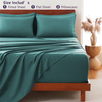 Hotel Soft Bed Sheet Set- Bedding Sheets & Pillowcases -Breathable Bedding - Wrinkle, Fade, Stain Resistant-Deep Pocket Flat Fitted Bed Sheet Set(Biscay blue,Single)