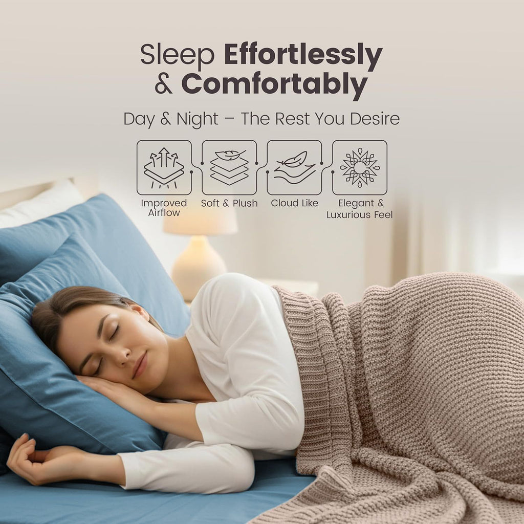 Hotel Quality Fitted Sheet - 1 Piece Fitted Sheet  -Breathable Bedding - Wrinkle, Fade, Stain Resistant- 16inch/40cm Deep Pocket Fitted Bed Sheet-Wrinkle and Fade Resistant,(Ocean,Single)