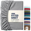Hotel Quality Fitted Sheet - 1 Piece Fitted Sheet  -Breathable Bedding - Wrinkle, Fade, Stain Resistant- 16inch/40cm Deep Pocket Fitted Bed Sheet-Wrinkle and Fade Resistant,(Grey,Single)