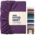 Hotel Quality Fitted Sheet - 1 Piece Fitted Sheet  -Breathable Bedding - Wrinkle, Fade, Stain Resistant- 16inch/40cm Deep Pocket Fitted Bed Sheet-Wrinkle and Fade Resistant,(Purple,Single)