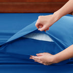 Hotel Soft Bed Sheet Set- Bedding Sheets & Pillowcases -Breathable Bedding - Wrinkle, Fade, Stain Resistant-Deep Pocket Flat Fitted Bed Sheet Set(Royal blue,Super King)