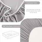 Hotel Soft Bed Sheet Set- Bedding Sheets & Pillowcases -Breathable Bedding - Wrinkle, Fade, Stain Resistant-Deep Pocket Flat Fitted Bed Sheet Set(Silver-gray,Super King)