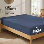 Hotel Quality Fitted Sheet - 1 Piece Fitted Sheet  -Breathable Bedding - Wrinkle, Fade, Stain Resistant- 16inch/40cm Deep Pocket Fitted Bed Sheet-Wrinkle and Fade Resistant,(Navy,Super King)