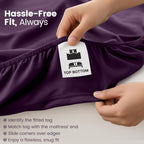 Hotel Quality Fitted Sheet - 1 Piece Fitted Sheet  -Breathable Bedding - Wrinkle, Fade, Stain Resistant- 16inch/40cm Deep Pocket Fitted Bed Sheet-Wrinkle and Fade Resistant,(Purple,Super King)