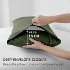 3 Piece Fitted Sheet Set- Fitted Sheet & Pillowcases -Breathable Bedding - Wrinkle, Fade, Stain Resistant- 40cm Deep Pocket Fitted Bed Sheet Set(Olive green,Double)