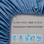 3 Piece Fitted Sheet Set- Fitted Sheet & Pillowcases -Breathable Bedding - Wrinkle, Fade, Stain Resistant- 40cm Deep Pocket Fitted Bed Sheet Set(Navy,Double)