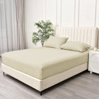 3 Piece Fitted Sheet Set- Fitted Sheet & Pillowcases -Breathable Bedding - Wrinkle, Fade, Stain Resistant- 40cm Deep Pocket Fitted Bed Sheet Set(Cream White,Double)