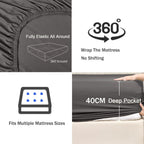 3 Piece Fitted Sheet Set- Fitted Sheet & Pillowcases -Breathable Bedding - Wrinkle, Fade, Stain Resistant- 40cm Deep Pocket Fitted Bed Sheet Set(Dark gray,Double)