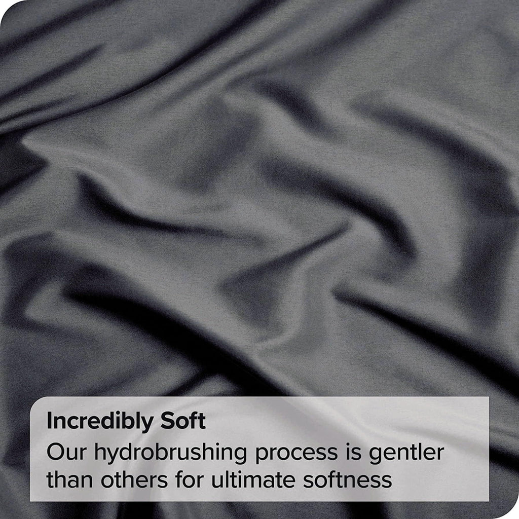 3 Piece Fitted Sheet Set- Fitted Sheet & Pillowcases -Breathable Bedding - Wrinkle, Fade, Stain Resistant- 40cm Deep Pocket Fitted Bed Sheet Set(Dark gray,Double)