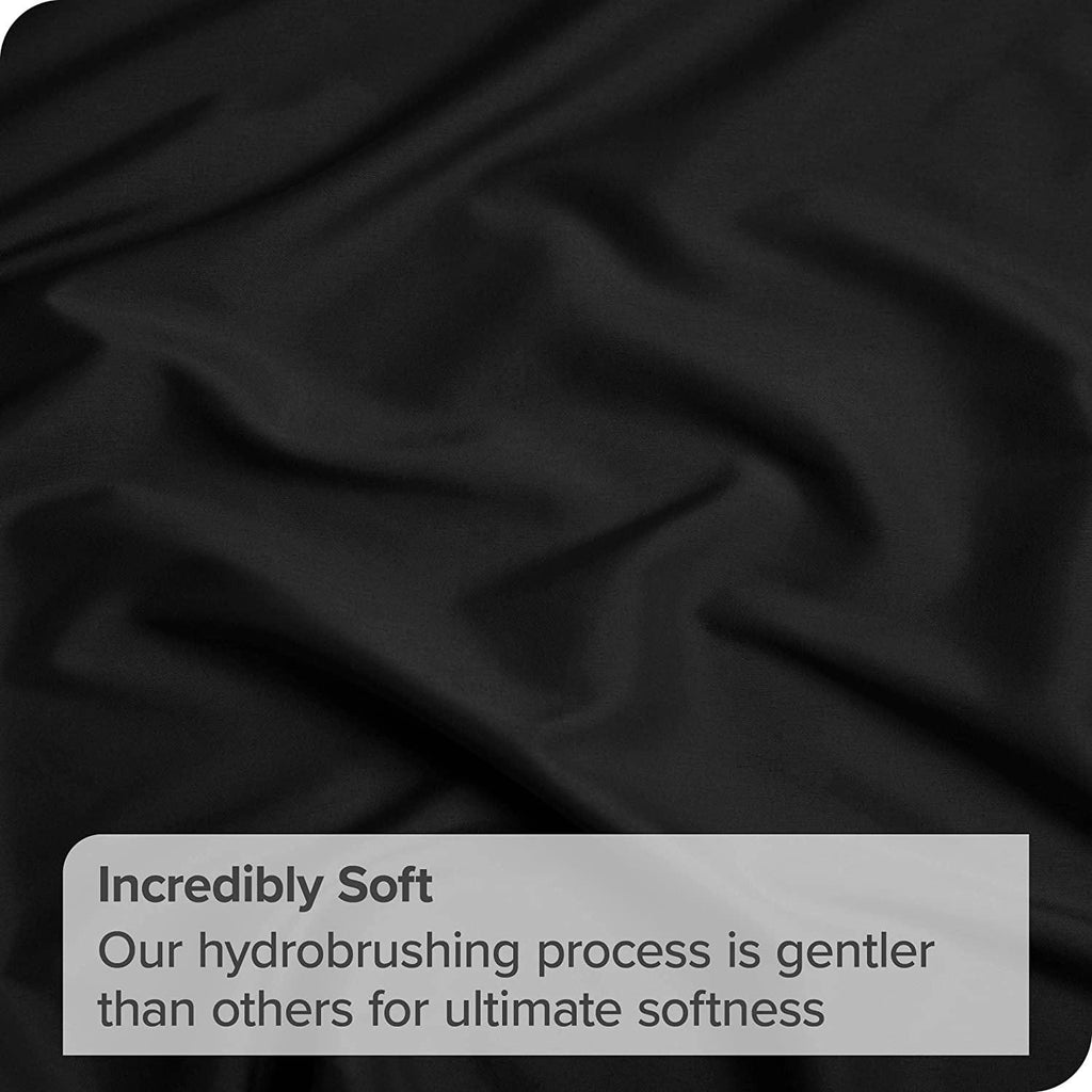 4 Piece Bed Sheet Set- Bedding Sheets & Pillowcases -Breathable Bedding - Wrinkle, Fade, Stain Resistant-Deep Pocket Flat Fitted Bed Sheet Set(Black,Double)