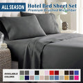 4 Piece Bed Sheet Set- Bedding Sheets & Pillowcases -Breathable Bedding - Wrinkle, Fade, Stain Resistant-Deep Pocket Flat Fitted Bed Sheet Set(Dark gray,Double)