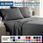 4 Piece Bed Sheet Set- Bedding Sheets & Pillowcases -Breathable Bedding - Wrinkle, Fade, Stain Resistant-Deep Pocket Flat Fitted Bed Sheet Set(Dark gray,Double)