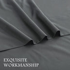 4 Piece Bed Sheet Set- Bedding Sheets & Pillowcases -Breathable Bedding - Wrinkle, Fade, Stain Resistant-Deep Pocket Flat Fitted Bed Sheet Set(Dark gray,Double)