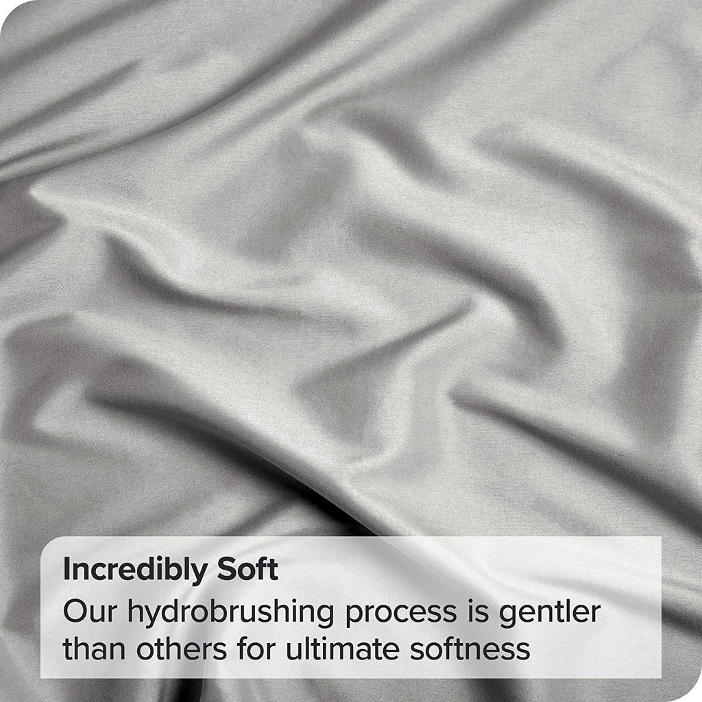 4 Piece Bed Sheet Set- Bedding Sheets & Pillowcases -Breathable Bedding - Wrinkle, Fade, Stain Resistant-Deep Pocket Flat Fitted Bed Sheet Set(Silver-gray,Double)