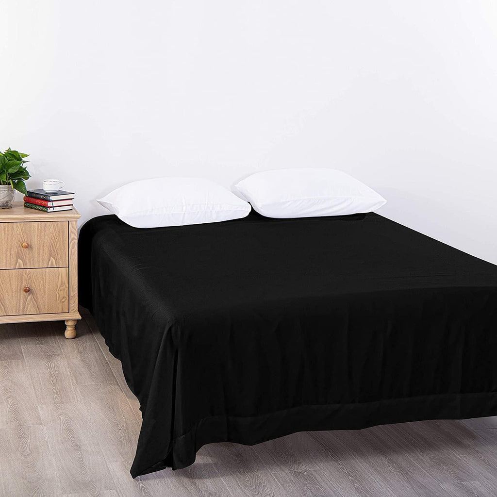 Elegant Comfort Premium Hotel Quality 1-Piece Double Flat Sheet, Luxury and Softest 2000 Thread Count Bedding Flat Sheet(Double,Black)