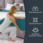 Hotel Quality Fitted Sheet - 1 Piece Fitted Sheet  -Breathable Bedding - Wrinkle, Fade, Stain Resistant- 16inch/40cm Deep Pocket Fitted Bed Sheet-Wrinkle and Fade Resistant,(Biscay blue,Double)
