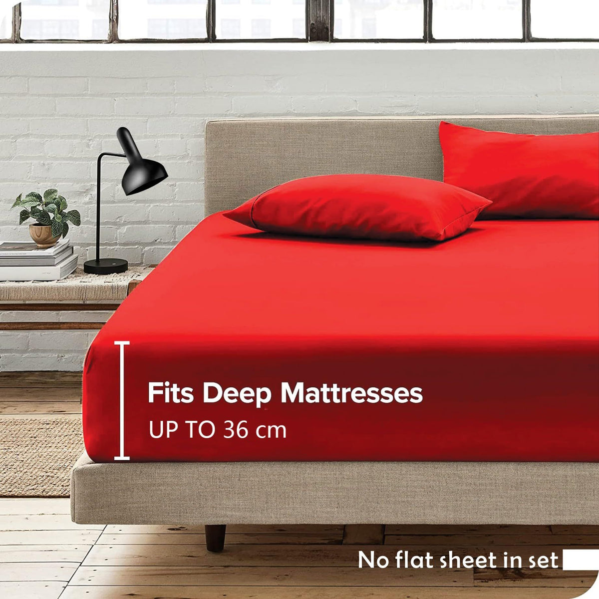 3 Piece Fitted Sheet Set- Fitted Sheet & Pillowcases -Breathable Bedding - Wrinkle, Fade, Stain Resistant- 40cm Deep Pocket Fitted Bed Sheet Set(Red,King)