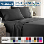 4 Piece Bed Sheet Set- Bedding Sheets & Pillowcases -Breathable Bedding - Wrinkle, Fade, Stain Resistant-Deep Pocket Flat Fitted Bed Sheet Set(Black,King)