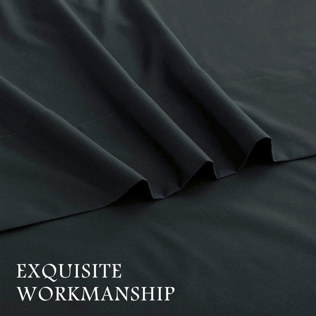 4 Piece Bed Sheet Set- Bedding Sheets & Pillowcases -Breathable Bedding - Wrinkle, Fade, Stain Resistant-Deep Pocket Flat Fitted Bed Sheet Set(Black,King)