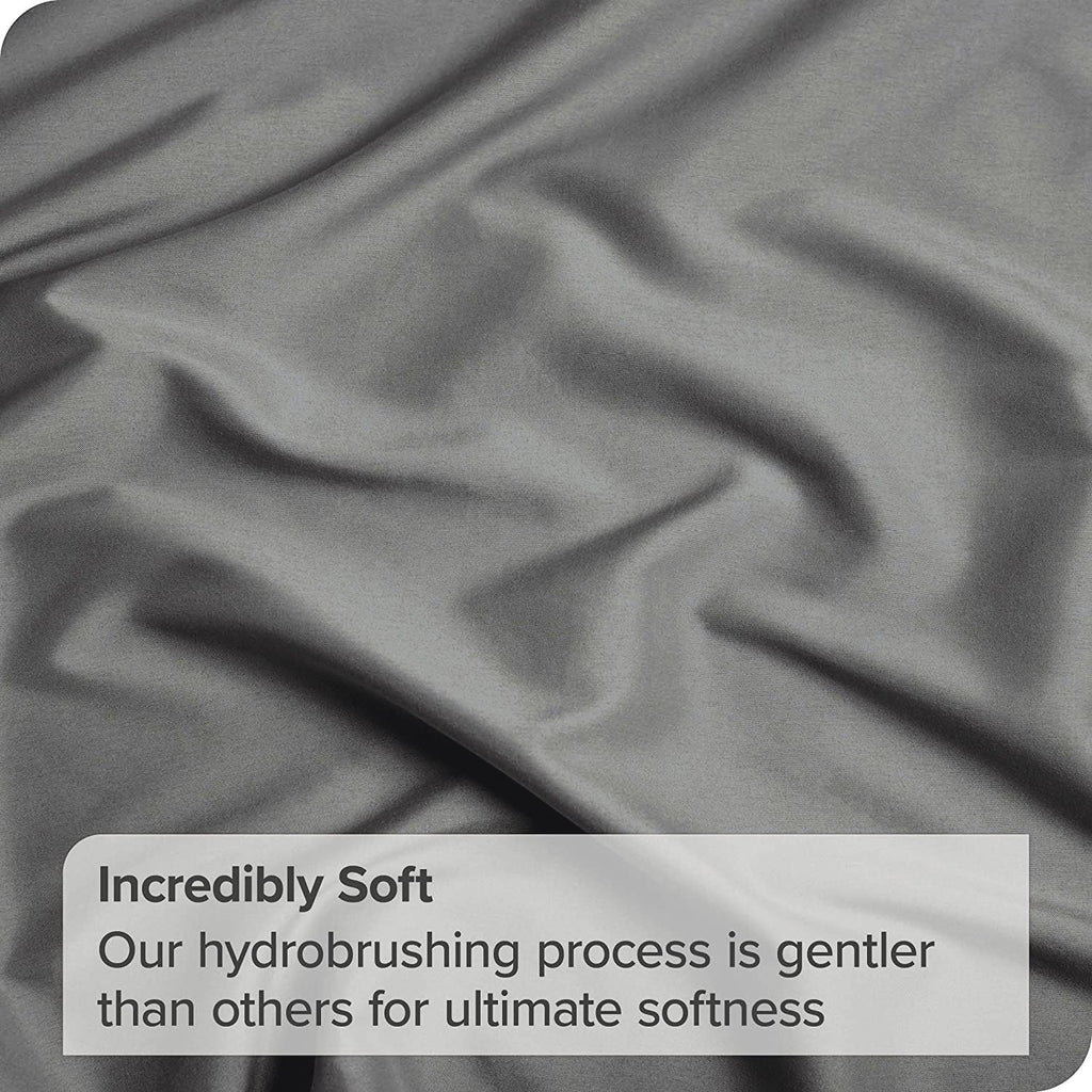 4 Piece Bed Sheet Set- Bedding Sheets & Pillowcases -Breathable Bedding - Wrinkle, Fade, Stain Resistant-Deep Pocket Flat Fitted Bed Sheet Set(Grey,King)