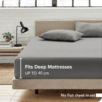 Hotel Quality Fitted Sheet - 1 Piece Fitted Sheet  -Breathable Bedding - Wrinkle, Fade, Stain Resistant- 16inch/40cm Deep Pocket Fitted Bed Sheet-Wrinkle and Fade Resistant,(Dark gray,King)