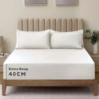 2 Piece Fitted Sheet Set- Fitted Sheet & Pillowcases -Breathable Bedding - Wrinkle, Fade, Stain Resistant- 40cm Deep Pocket Fitted Bed Sheet Set(Raw white,King Single)