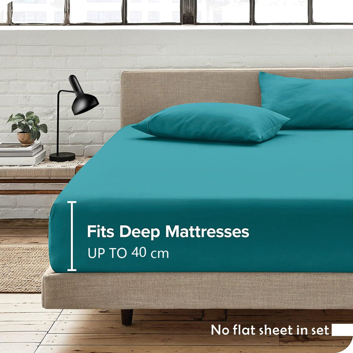 2 Piece Fitted Sheet Set- Fitted Sheet & Pillowcases -Breathable Bedding - Wrinkle, Fade, Stain Resistant- 40cm Deep Pocket Fitted Bed Sheet Set(Biscay blue,King Single)
