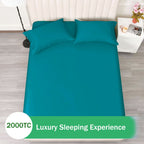2 Piece Fitted Sheet Set- Fitted Sheet & Pillowcases -Breathable Bedding - Wrinkle, Fade, Stain Resistant- 40cm Deep Pocket Fitted Bed Sheet Set(Biscay blue,King Single)