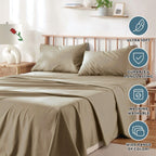 3 Piece Bed Sheet Set- Bedding Sheets & Pillowcases -Breathable Bedding - Wrinkle, Fade, Stain Resistant-Deep Pocket Flat Fitted Bed Sheet Set(Cream White,King Single)