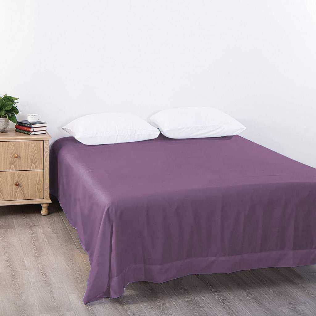 Elegant Comfort Premium Hotel Quality 1-Piece King Single Flat Sheet, Luxury and Softest 2000 Thread Count Bedding Flat Sheet(King Single,Purple)