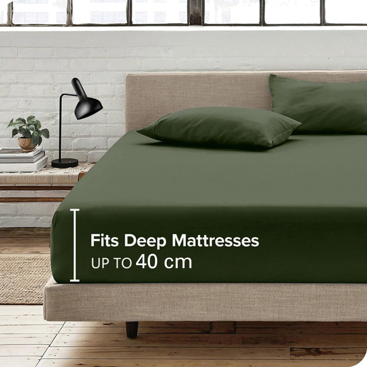 Hotel Quality Fitted Sheet - 1 Piece Fitted Sheet  -Breathable Bedding - Wrinkle, Fade, Stain Resistant- 16inch/40cm Deep Pocket Fitted Bed Sheet-Wrinkle and Fade Resistant,(Olive green,King Single)