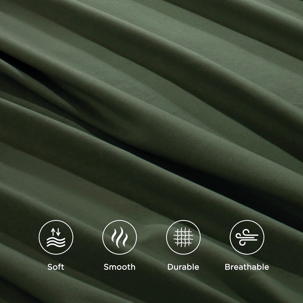 Hotel Quality Fitted Sheet - 1 Piece Fitted Sheet  -Breathable Bedding - Wrinkle, Fade, Stain Resistant- 16inch/40cm Deep Pocket Fitted Bed Sheet-Wrinkle and Fade Resistant,(Olive green,King Single)