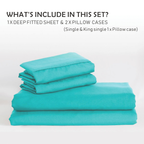 3 Piece Fitted Sheet Set- Fitted Sheet & Pillowcases -Breathable Bedding - Wrinkle, Fade, Stain Resistant- 40cm Deep Pocket Fitted Bed Sheet Set(Ice blue,Queen)