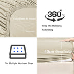 3 Piece Fitted Sheet Set- Fitted Sheet & Pillowcases -Breathable Bedding - Wrinkle, Fade, Stain Resistant- 40cm Deep Pocket Fitted Bed Sheet Set(Cream White,Queen)