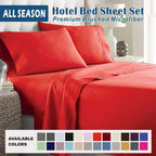 4 Piece Bed Sheet Set- Bedding Sheets & Pillowcases -Breathable Bedding - Wrinkle, Fade, Stain Resistant-Deep Pocket Flat Fitted Bed Sheet Set(Red,Queen)