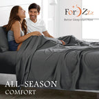 4 Piece Bed Sheet Set- Bedding Sheets & Pillowcases -Breathable Bedding - Wrinkle, Fade, Stain Resistant-Deep Pocket Flat Fitted Bed Sheet Set(Dark gray,Queen)