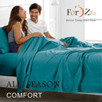 4 Piece Bed Sheet Set- Bedding Sheets & Pillowcases -Breathable Bedding - Wrinkle, Fade, Stain Resistant-Deep Pocket Flat Fitted Bed Sheet Set(Biscay blue,Queen)