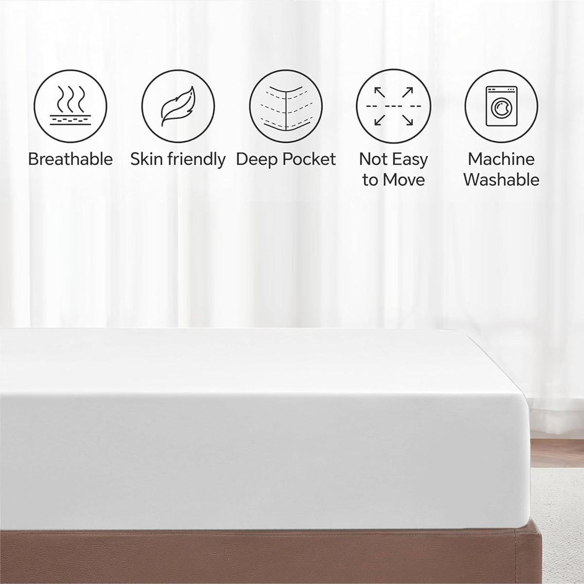 Hotel Quality Fitted Sheet - 1 Piece Fitted Sheet  -Breathable Bedding - Wrinkle, Fade, Stain Resistant- 16inch/40cm Deep Pocket Fitted Bed Sheet-Wrinkle and Fade Resistant,(White,Queen)