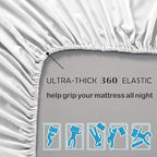 2 Piece Fitted Sheet Set- Fitted Sheet & Pillowcases -Breathable Bedding - Wrinkle, Fade, Stain Resistant- 40cm Deep Pocket Fitted Bed Sheet Set(White,Single)